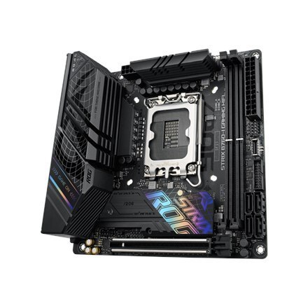 Asus ROG STRIX B760-I GAMING WIFI Rodzina procesorów Intel, Gniazdo procesora LGA1700, DDR5 DIMM, Gniazda pamięci 2, Obsługiwane Asus ROG STRIX B760-I GAMING WIFI Rodzina procesorów Intel, Gniazdo procesora LGA1700, DDR5 DIMM, Gniazda pamięci 2, Obsługiwane
