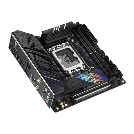 Asus ROG STRIX B760-I GAMING WIFI Rodzina procesorów Intel, Gniazdo procesora LGA1700, DDR5 DIMM, Gniazda pamięci 2, Obsługiwane Asus ROG STRIX B760-I GAMING WIFI Rodzina procesorów Intel, Gniazdo procesora LGA1700, DDR5 DIMM, Gniazda pamięci 2, Obsługiwane