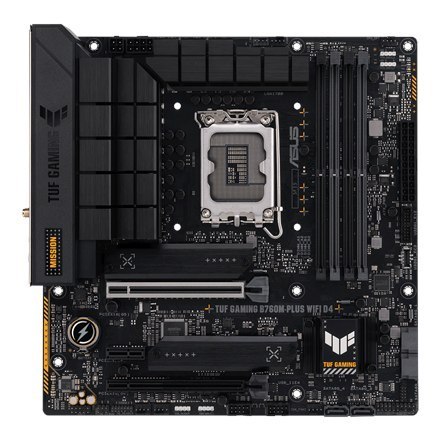 Asus TUF GAMING B760M-PLUS Rodzina procesorów WIFI D4 Intel, Gniazdo procesora LGA1700, DDR4 DIMM, Gniazda pamięci 4, Obsługiwan Asus TUF GAMING B760M-PLUS Rodzina procesorów WIFI D4 Intel, Gniazdo procesora LGA1700, DDR4 DIMM, Gniazda pamięci 4, Obsługiwan