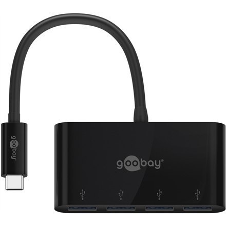 Goobay 4-portowy wieloportowy adapter USB-C 61073 Czarny, USB-A, Typ-C Goobay 4-portowy wieloportowy adapter USB-C 61073 Czarny, USB-A, Typ-C