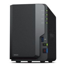 Synology DS223 Do 2 HDD/SSD Hot-Swap, RTD1619B, Częstotliwość procesora 1,7 GHz, 2 GB, DDR4, RAID Basic, JBOD, RAID 0, RAID 1, 1