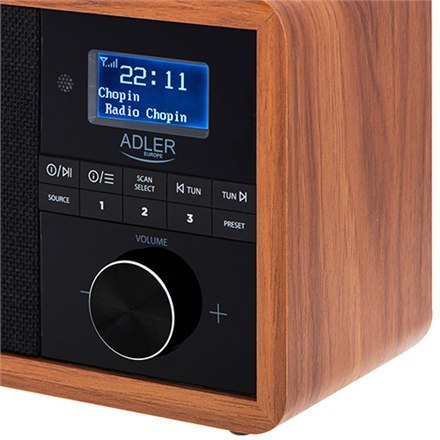 Adler Radio DAB+ Bluetooth AD 1184 Display LCD, Black/Brown, Alarm function Adler Radio DAB+ Bluetooth AD 1184 Display LCD, Black/Brown, Alarm function