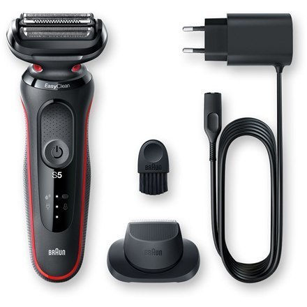Braun Shaver 51-R1200s Czas pracy (maks.) 50 min, Wet & Dry, Black/Red Braun Shaver 51-R1200s Czas pracy (maks.) 50 min, Wet & Dry, Black/Red