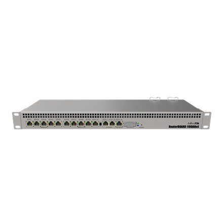 Mikrotik Wired Ethernet Router RB1100x4, 1U Rackmount, Quad core 1.4GHz CPU, 1 GB RAM, 128 MB, 13xGigabit LAN, 1xSerial console Mikrotik Wired Ethernet Router RB1100x4, 1U Rackmount, Quad core 1.4GHz CPU, 1 GB RAM, 128 MB, 13xGigabit LAN, 1xSerial console