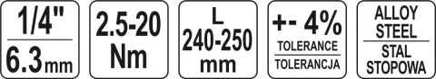 KLUCZ DYNAMOMETRYCZNY 1/4'' 2.5-20NM KLUCZ DYNAMOMETRYCZNY 1/4'' 2.5-20NM