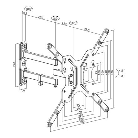 Logilink BP0016 TV Wall mount, 23"-55", tilt +15?-15?,swievel +-90?, 395mm