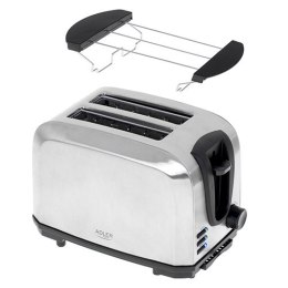Adler Toaster AD 3222 Power 700 W, Number of slots 2, Housing material Stainless steel, Silver