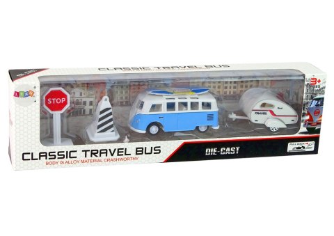 Zestaw Pojazdów Niebieski Bus z Przyczepą Campingową Zestaw Pojazdów Niebieski Bus z Przyczepą Campingową