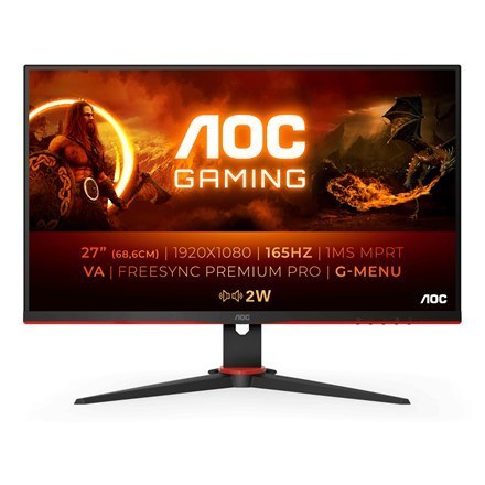 AOC Monitor 27G2SAE/BK 27 ", VA, FHD, 1920 x 1080, 16:9, 1 ms, 350 cd/m?, Black, Headphone out (3.5mm), 165 Hz, HDMI ports quant AOC Monitor 27G2SAE/BK 27 ", VA, FHD, 1920 x 1080, 16:9, 1 ms, 350 cd/m?, Black, Headphone out (3.5mm), 165 Hz, HDMI ports quant