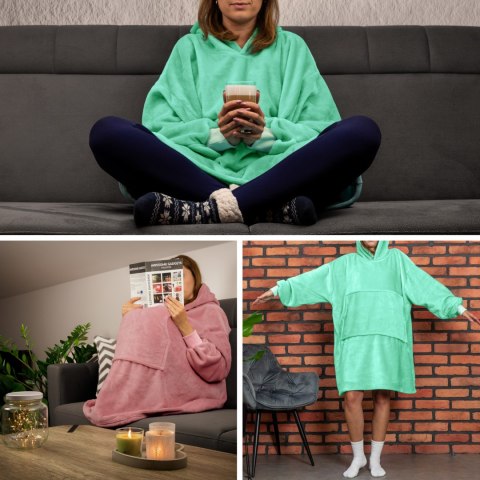Bluzair Bluza Koc Hoodie Oversize Polska Miętowy Bluzair Bluza Koc Hoodie Oversize Polska Miętowy