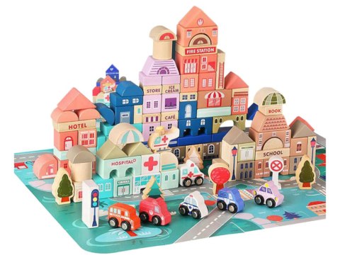 Zestaw Drewnianych Klocków Miasto Litery Puzzle 135 Sztuk Zestaw Drewnianych Klocków Miasto Litery Puzzle 135 Sztuk