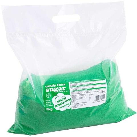 Kolorowy cukier do waty cukrowej zielony o smaku gumy balonowej 5kg Kolorowy cukier do waty cukrowej zielony o smaku gumy balonowej 5kg