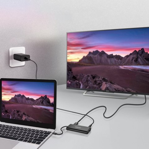 Stacja dokująca adapter hub USB Typ C 6w1 100W PD czarny Stacja dokująca adapter hub USB Typ C 6w1 100W PD czarny