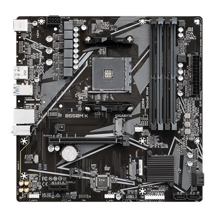 Gigabyte B550M K 1.0 M/B Rodzina procesorów AMD, Gniazdo procesora AM4, DDR4 DIMM, Gniazda pamięci 4, Obsługiwane interfejsy dys Gigabyte B550M K 1.0 M/B Rodzina procesorów AMD, Gniazdo procesora AM4, DDR4 DIMM, Gniazda pamięci 4, Obsługiwane interfejsy dys