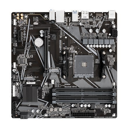 Gigabyte B550M K 1.0 M/B Rodzina procesorów AMD, Gniazdo procesora AM4, DDR4 DIMM, Gniazda pamięci 4, Obsługiwane interfejsy dys Gigabyte B550M K 1.0 M/B Rodzina procesorów AMD, Gniazdo procesora AM4, DDR4 DIMM, Gniazda pamięci 4, Obsługiwane interfejsy dys