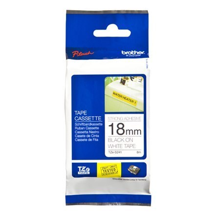 Mocno klejąca taśma laminowana Brother TZe-S241 czarno na białym, TZe, 8 m, 1,8 cm Mocno klejąca taśma laminowana Brother TZe-S241 czarno na białym, TZe, 8 m, 1,8 cm