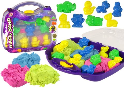 Magiczny Piasek Kinetyczny w Walizce 3 Kolory Foremki 1 kg Magiczny Piasek Kinetyczny w Walizce 3 Kolory Foremki 1 kg