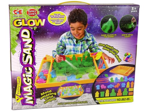 Duży Zestaw Piasek Kinetyczny Magic Sand Świeci W Ciemności UV 1,5kg Piasku Duży Zestaw Piasek Kinetyczny Magic Sand Świeci W Ciemności UV 1,5kg Piasku