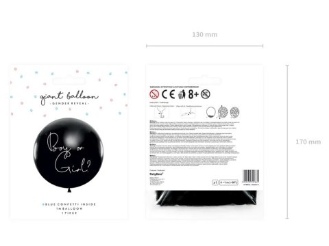 Balon Gender Reveal Chłopiec czarny biały napis Balon Gender Reveal Chłopiec czarny biały napis
