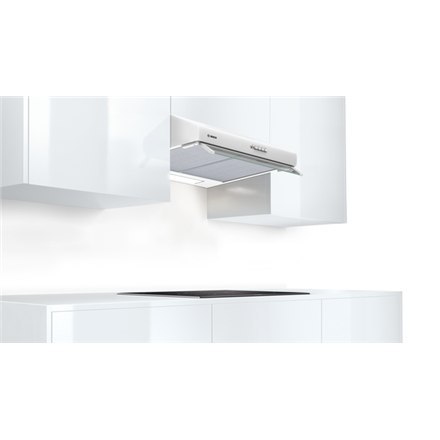 Okap Bosch DUL63CC20 Seria 4 do zabudowy, klasa efektywności energetycznej D, szerokość 60 cm, 350 m³/h, mechaniczny, biały, LED Okap Bosch DUL63CC20 Seria 4 do zabudowy, klasa efektywności energetycznej D, szerokość 60 cm, 350 m³/h, mechaniczny, biały, LED
