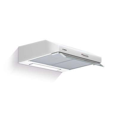 Okap Bosch DUL63CC20 Seria 4 do zabudowy, klasa efektywności energetycznej D, szerokość 60 cm, 350 m³/h, mechaniczny, biały, LED Okap Bosch DUL63CC20 Seria 4 do zabudowy, klasa efektywności energetycznej D, szerokość 60 cm, 350 m³/h, mechaniczny, biały, LED
