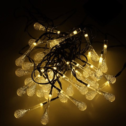 Lampki solarne ogrodowe sople 6,5m 30LED ciepły biały Lampki solarne ogrodowe sople 6,5m 30LED ciepły biały