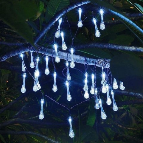 Lampki solarne ogrodowe sople 6,5m 30LED zimny biały Lampki solarne ogrodowe sople 6,5m 30LED zimny biały
