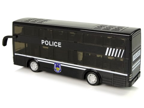 Autobus Policyjny Dwupiętrowy Czarny z Naciągiem Dźwięk Autobus Policyjny Dwupiętrowy Czarny z Naciągiem Dźwięk