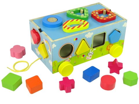 Drewniany Sorter Na Kółkach Klocki Figury Geometryczne Edukacyjne Drewniany Sorter Na Kółkach Klocki Figury Geometryczne Edukacyjne