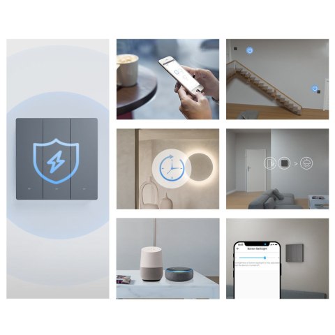 Inteligentny 3-kanałowy przełącznik ścienny WiFi czarny M5-3C-80 Inteligentny 3-kanałowy przełącznik ścienny WiFi czarny M5-3C-80