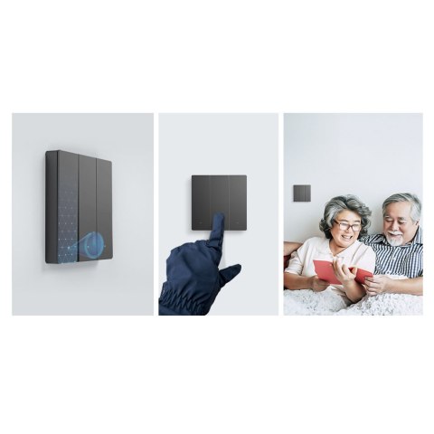 Inteligentny 3-kanałowy przełącznik ścienny WiFi czarny M5-3C-80 Inteligentny 3-kanałowy przełącznik ścienny WiFi czarny M5-3C-80