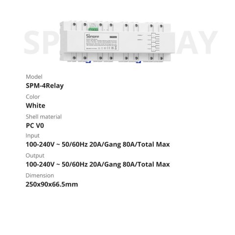 Inteligentny przełącznik miernik zużycia prądu mocy WiFi Ethernet SPM-4Relay Inteligentny przełącznik miernik zużycia prądu mocy WiFi Ethernet SPM-4Relay