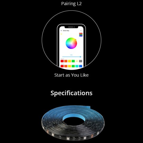 Taśma LED inteligentna wodoodporna taśma RGB pilot zasilacz WiFi 2m Taśma LED inteligentna wodoodporna taśma RGB pilot zasilacz WiFi 2m