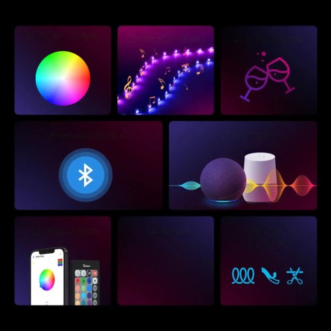 Taśma LED inteligentna wodoodporna taśma RGB pilot zasilacz WiFi 2m Taśma LED inteligentna wodoodporna taśma RGB pilot zasilacz WiFi 2m