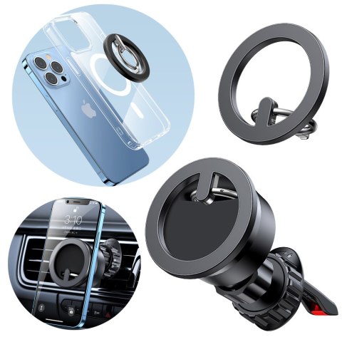 Uchwyt samochodowy to telefonu magnetyczny ring podstawka czarny Uchwyt samochodowy to telefonu magnetyczny ring podstawka czarny