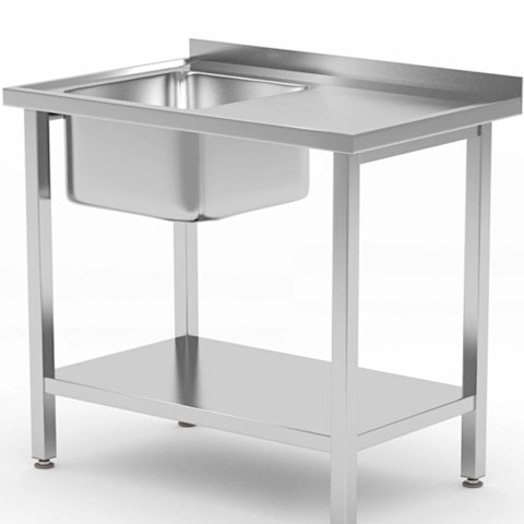 Basen zlew jednokomorowy z półką lewy Budget Line STAL 800 x 600 x 850 cm - Hendi 817001 Basen zlew jednokomorowy z półką lewy Budget Line STAL 800 x 600 x 850 cm - Hendi 817001