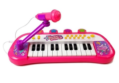 Keyboard ze Statywem Krzesełko Mikrofon Dźwięk Światła Różowy Keyboard ze Statywem Krzesełko Mikrofon Dźwięk Światła Różowy