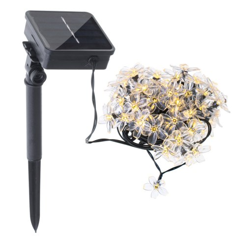 Lampki ogrodowe solarne kwiatki 7m 50LED ciepły biały Lampki ogrodowe solarne kwiatki 7m 50LED ciepły biały