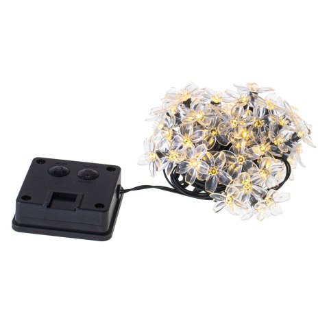 Lampki ogrodowe solarne kwiatki 7m 50LED ciepły biały Lampki ogrodowe solarne kwiatki 7m 50LED ciepły biały
