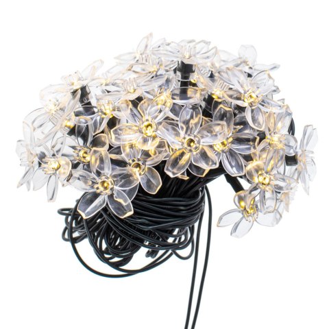 Lampki ogrodowe solarne kwiatki 7m 50LED ciepły biały Lampki ogrodowe solarne kwiatki 7m 50LED ciepły biały