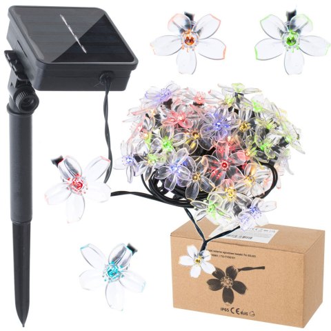 Lampki ogrodowe solarne kwiatki 7m 50LED multikolor Lampki ogrodowe solarne kwiatki 7m 50LED multikolor