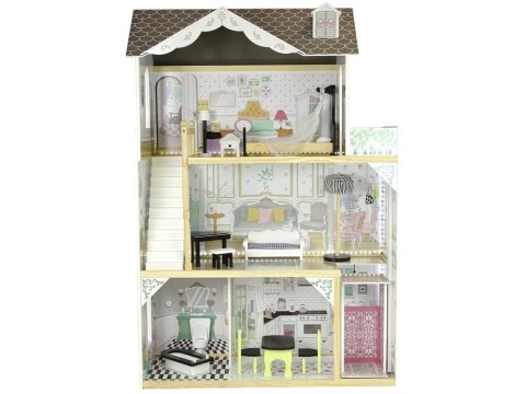 Domek dla Lalek Drewniany Willa Wioletta Biały Światło Balkon Domek dla Lalek Drewniany Willa Wioletta Biały Światło Balkon