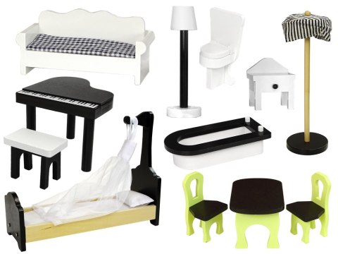 Domek dla Lalek Drewniany Willa Wioletta Biały Światło Balkon Domek dla Lalek Drewniany Willa Wioletta Biały Światło Balkon