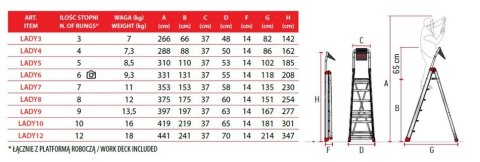 DRABINA LADY8, ALUMINIOWA PROFESJONALNA 8 STOPNI DRABINA LADY8, ALUMINIOWA PROFESJONALNA 8 STOPNI