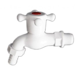 KRAN - ZAWÓR CZERPALNY PLASTIKOWY 3/4'' BIAŁY