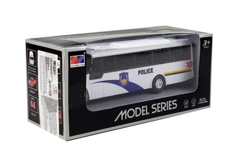 Model Autobusu Bus Policyjny Świeci Biały Model Autobusu Bus Policyjny Świeci Biały