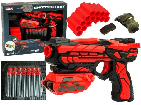 Czerwony Pistolet na piankowe naboje z magazynkiem Czerwony Pistolet na piankowe naboje z magazynkiem