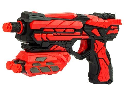Czerwony Pistolet na piankowe naboje z magazynkiem Czerwony Pistolet na piankowe naboje z magazynkiem