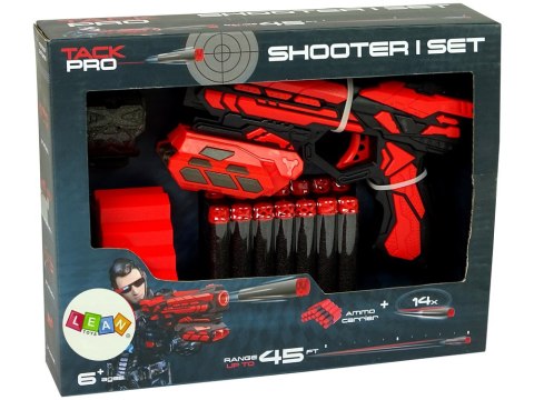 Czerwony Pistolet na piankowe naboje z magazynkiem Czerwony Pistolet na piankowe naboje z magazynkiem