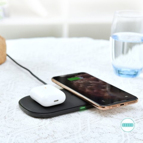 Ładowarka bezprzewodowa Qi do telefonu i słuchawek Airpods 2w1 10W czarny Ładowarka bezprzewodowa Qi do telefonu i słuchawek Airpods 2w1 10W czarny
